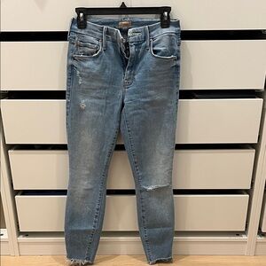 MOTHER Distressed Blue Ankle Jeans